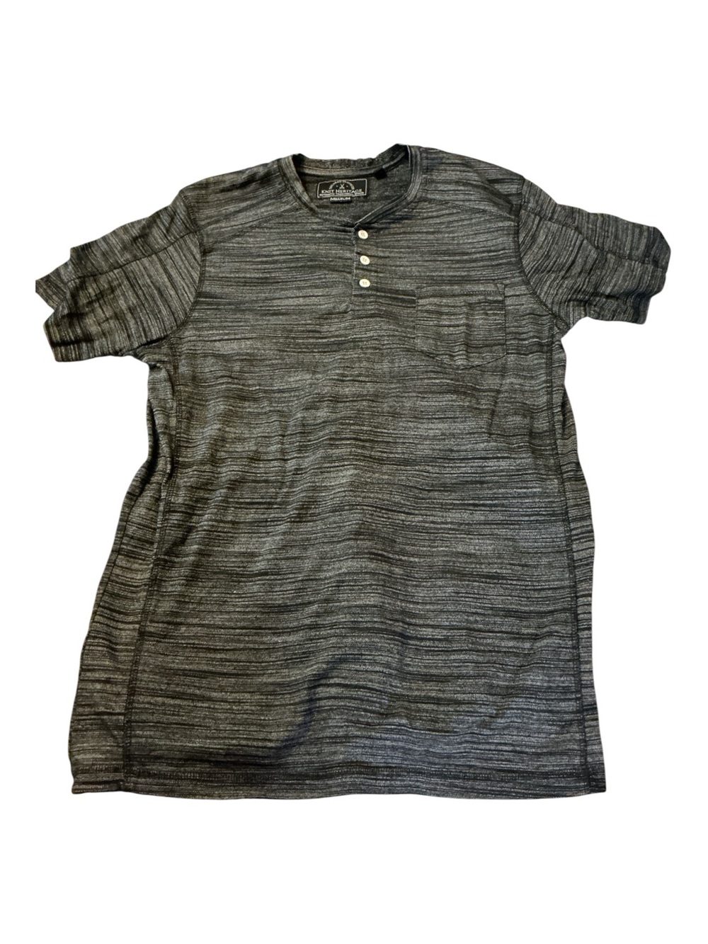 Heathered Black Short-Sleeve Henley Shirt